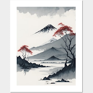 Serene Mount Fuji Sunset - Peaceful River Scenery Posters and Art